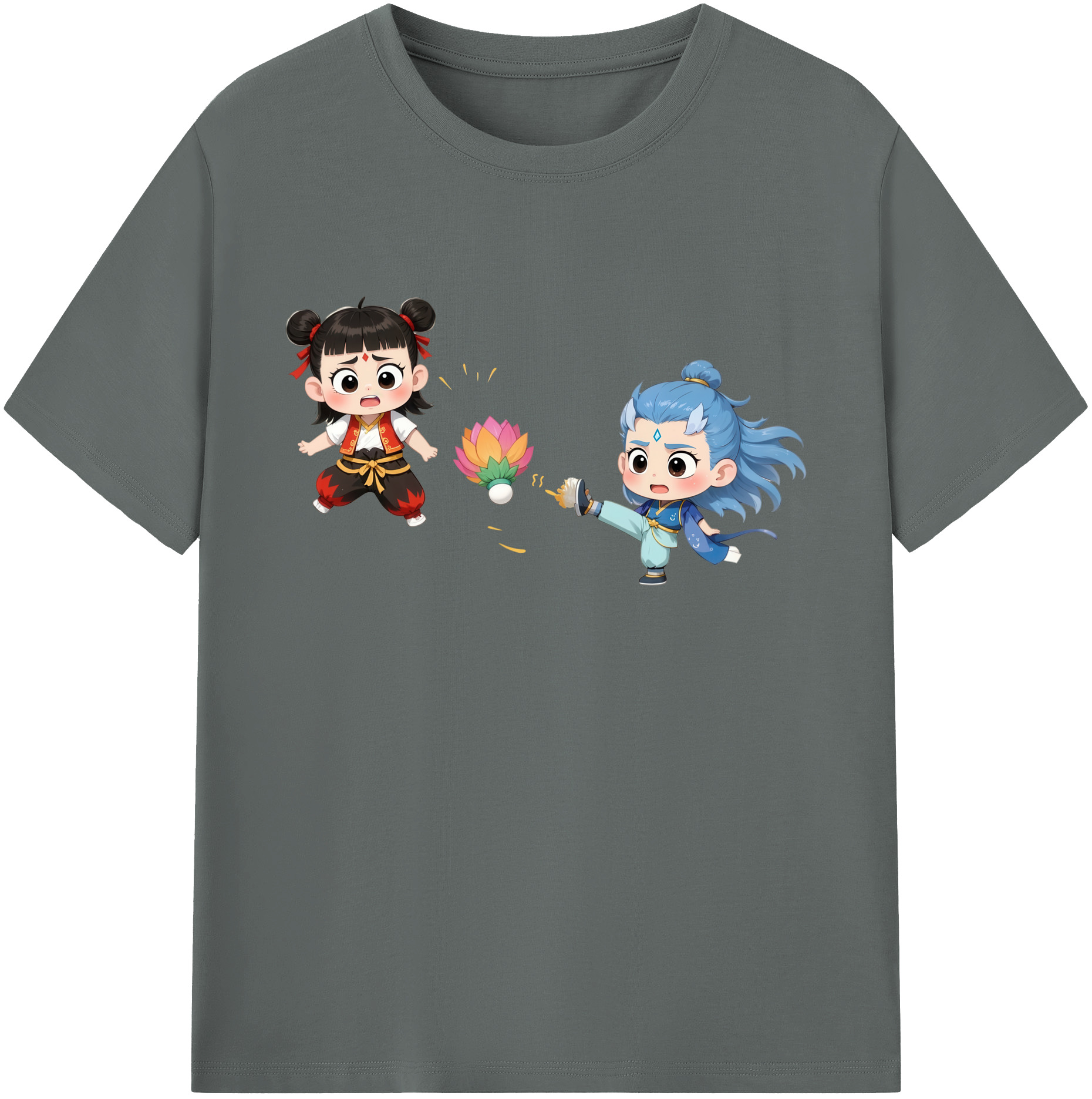 （画像用） Ne Zha 2 ナタ 魔童の大暴れ 綿100％ メンズ半袖Tシャツ｜肌触りやわらか＆通気性